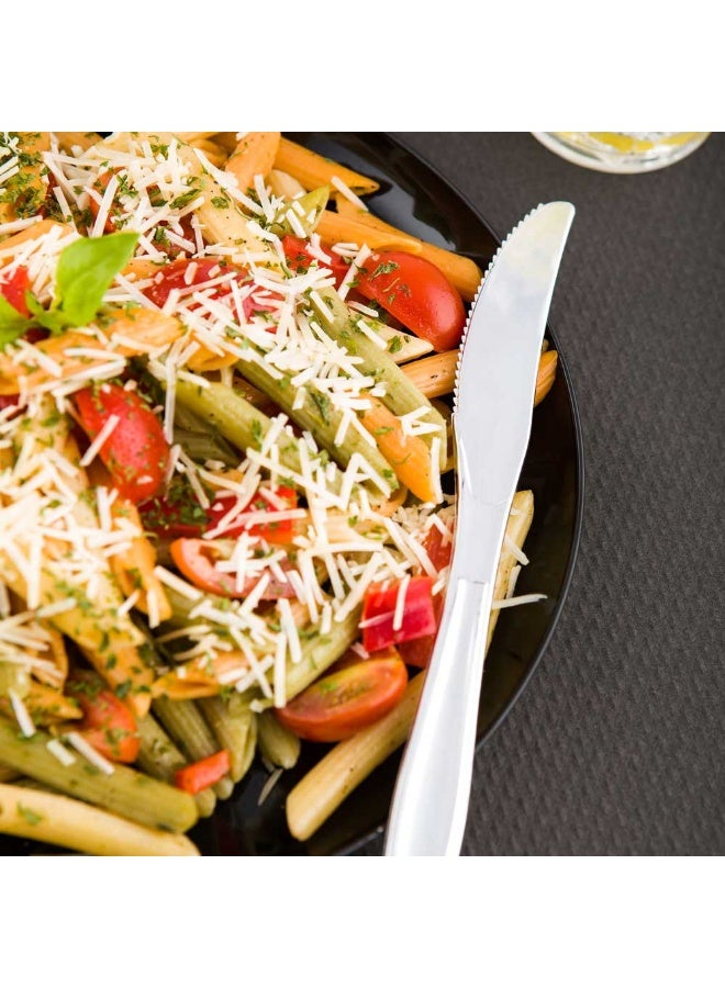 Restaurantware سكاكين فضية بلاستيكية Argento بطول 7.8 بوصة، 250 سكين فضي قابل لإعادة التدوير - مقاومة للكسر، لجميع أنواع الوجبات، سكاكين بلاستيكية disposable فضية - Image 3