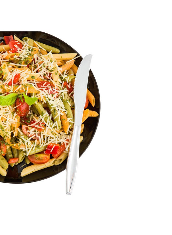 Restaurantware سكاكين فضية بلاستيكية Argento بطول 7.8 بوصة، 250 سكين فضي قابل لإعادة التدوير - مقاومة للكسر، لجميع أنواع الوجبات، سكاكين بلاستيكية disposable فضية - Image 5