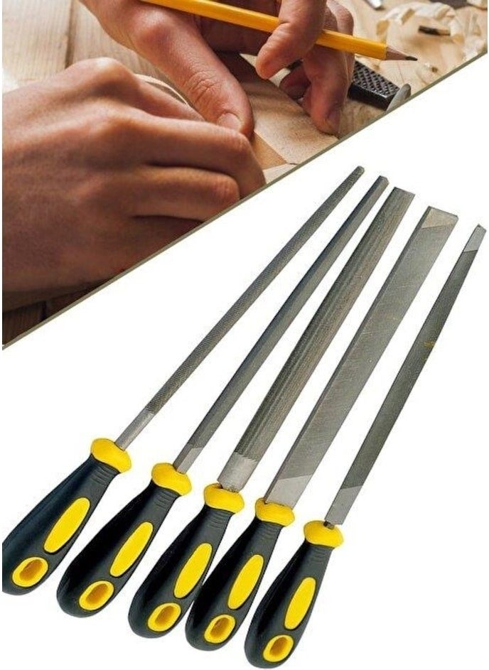 Hesaplı Hırdavat - Affordable Hardware 32 cm Large 5 Piece Triangle Square Oval File Set - Image 1