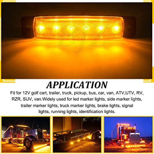 BJZ LED Trailer Marker Lights Amber 6 Led Side Marker Clearance Light Bar 12V 3.8" Front Rear Signal Indicator Smoked Light Strip Waterproof for Trailer Truck Van Pickup ATV UTV RV, 10Pcs - Image 2