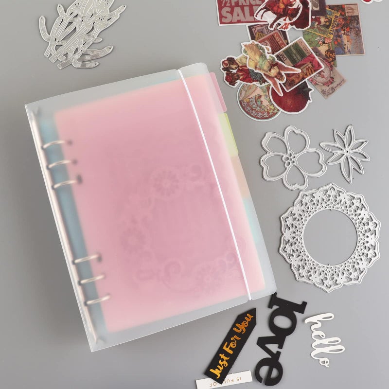 CYFUN DESIGN A5 6 Ring Binder Coveder with Snap Closure Button Storage Book Cover for 6 Hole Planner Pages Refill Insert Die Storage Book Binder - Image 4
