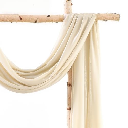 PARTISKY Wedding Arch Draping Fabric 1 Panel 18Ft Nude Sheer Chiffon Curtain Drapes 6 Yards for Wedding Ceremony Birthday Party Decoration - Image 3