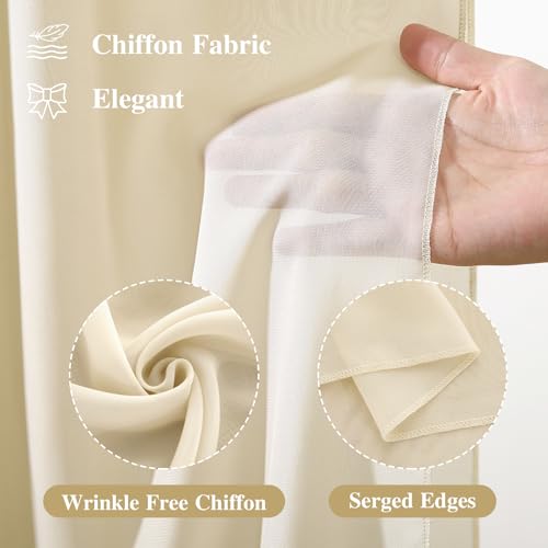PARTISKY Wedding Arch Draping Fabric 1 Panel 18Ft Nude Sheer Chiffon Curtain Drapes 6 Yards for Wedding Ceremony Birthday Party Decoration - Image 2