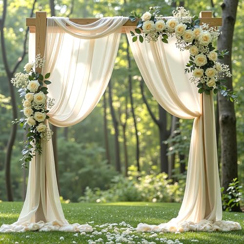 PARTISKY Wedding Arch Draping Fabric 1 Panel 18Ft Nude Sheer Chiffon Curtain Drapes 6 Yards for Wedding Ceremony Birthday Party Decoration - Image 4