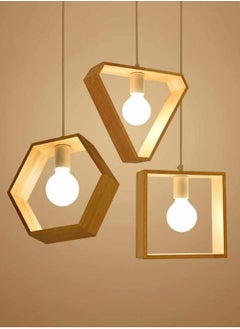 LOOPITYS Creative geometric wooden pendant light, adjustable in height, suitable for decorating living rooms, bedrooms, kitchens, dining rooms, and entrance halls (including light bulbs, with E27 screw heads)  - Image 5