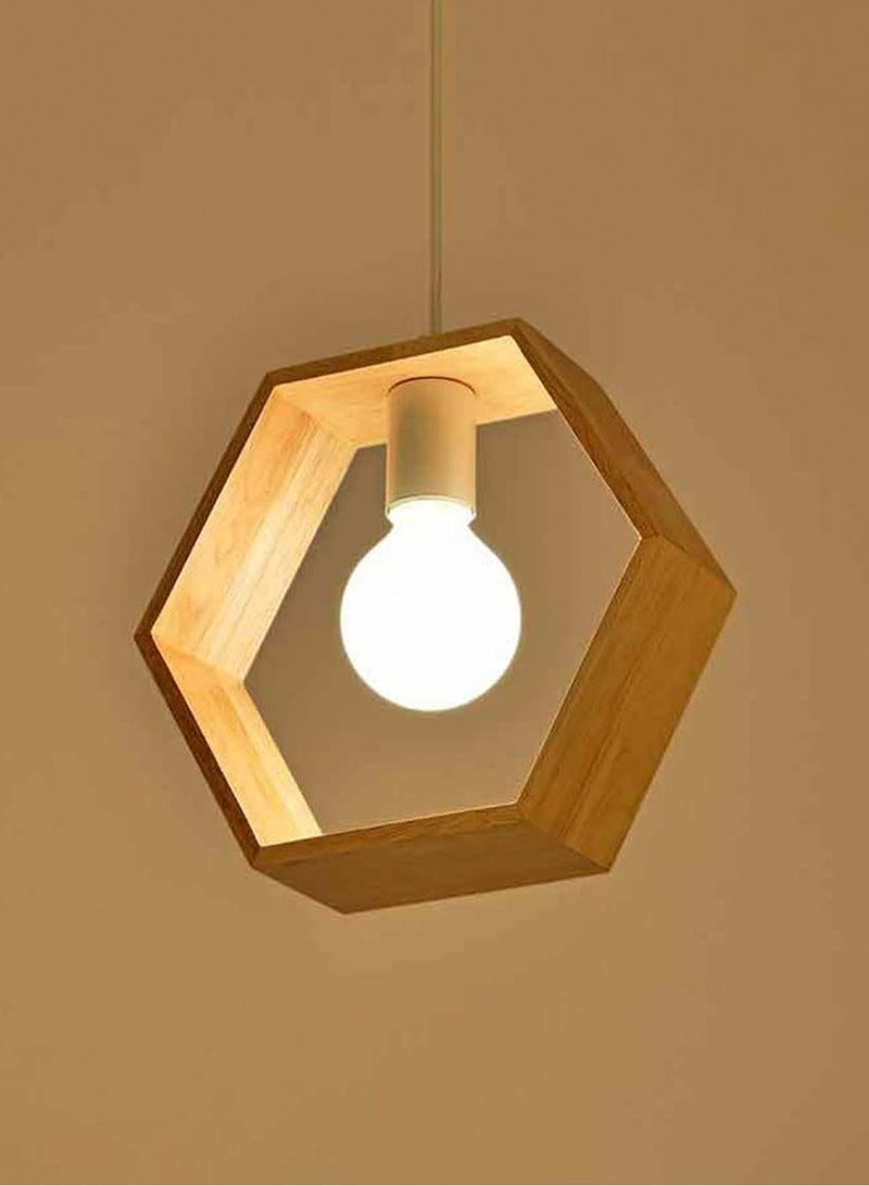 LOOPITYS Creative geometric wooden pendant lights, ceiling lights, pendant lights (including an E27 bulb base bulb), height adjustable, suitable for decorating living rooms, bedrooms, kitchens, dining rooms, and entrance halls - Image 3