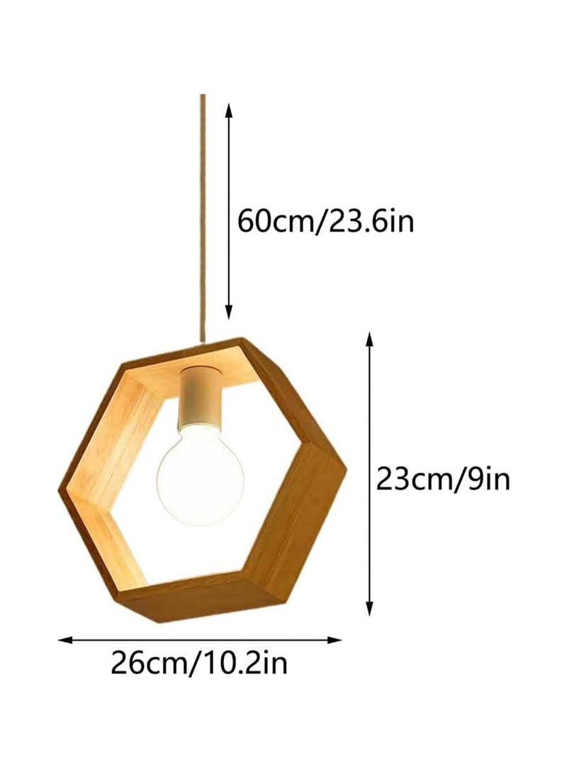 LOOPITYS Creative geometric wooden pendant lights, ceiling lights, pendant lights (including an E27 bulb base bulb), height adjustable, suitable for decorating living rooms, bedrooms, kitchens, dining rooms, and entrance halls - Image 4