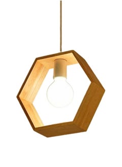 LOOPITYS Creative geometric wooden pendant light, adjustable in height, suitable for decorating living rooms, bedrooms, kitchens, dining rooms, and entrance halls (including light bulbs, with E27 screw heads)  - Image 1