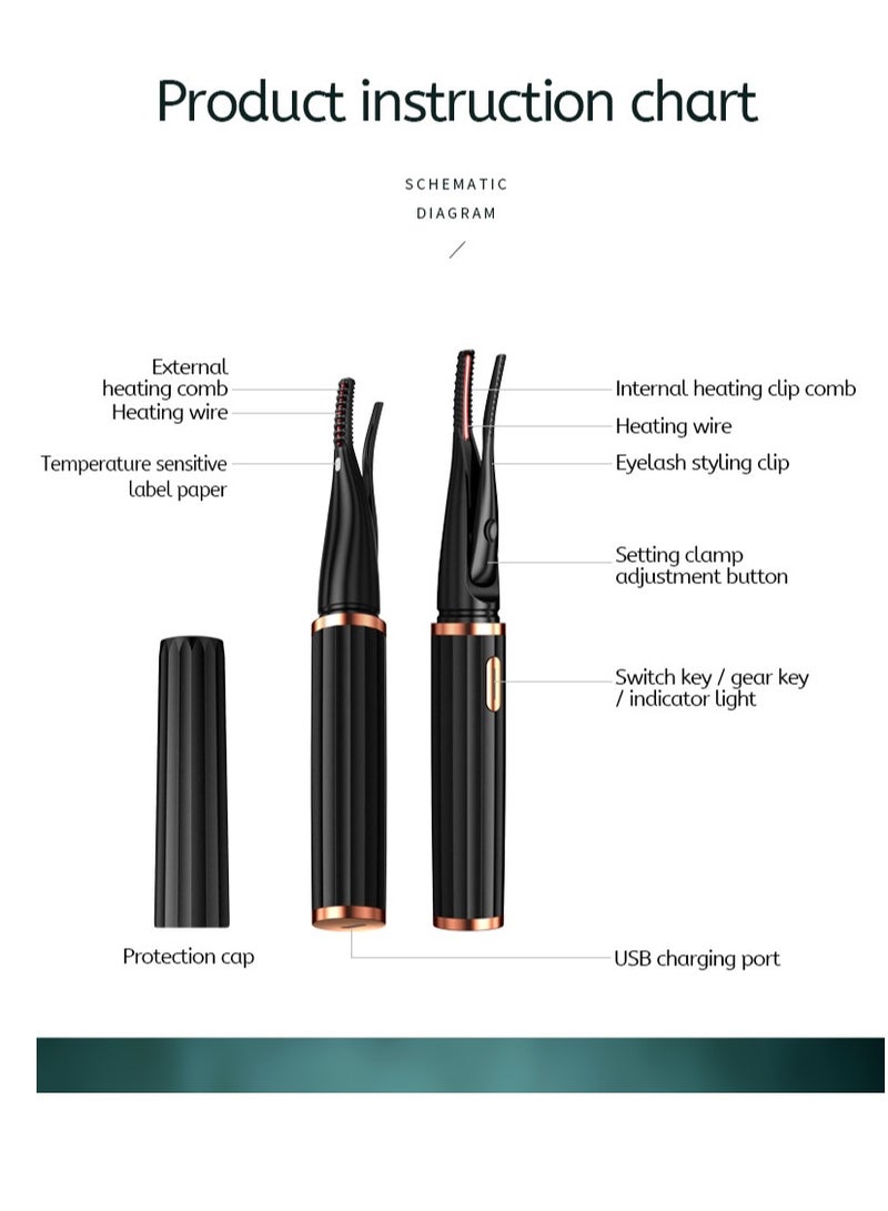 Generic Electric heating eyelash curler, 2 in 1 Clip-Type Eyelash Curler, Natural Curling 24 Hours Long Lasting, 3 Temperature Modes with USB Rechargeable, Gift for Women Girls  - Image 1