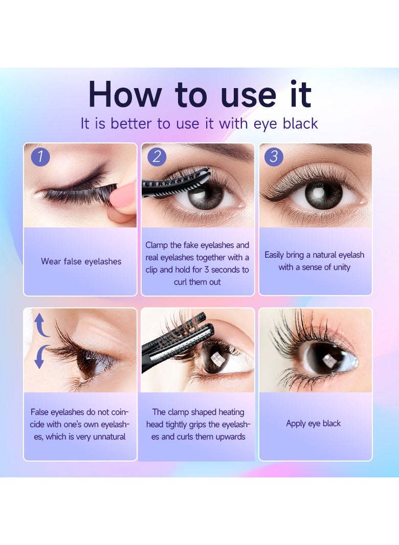 Generic Electric heating eyelash curler, 2 in 1 Clip-Type Eyelash Curler, Natural Curling 24 Hours Long Lasting, 3 Temperature Modes with USB Rechargeable, Gift for Women Girls  - Image 3