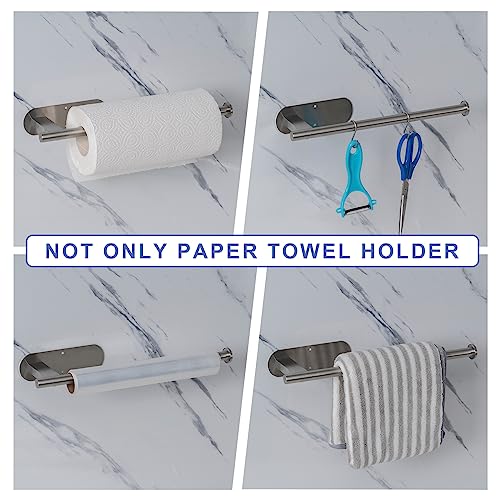 Honmein Paper Towel Holder, Upgrade SUS304 Stainless Steel Paper Towel Holder Under Cabinet, Bend-Resistant, Self-Adhesive or Drill mounting (Silver) - Image 5