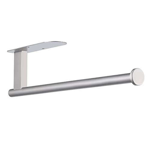 Honmein Paper Towel Holder, Upgrade SUS304 Stainless Steel Paper Towel Holder Under Cabinet, Bend-Resistant, Self-Adhesive or Drill mounting (Silver) - Image 1