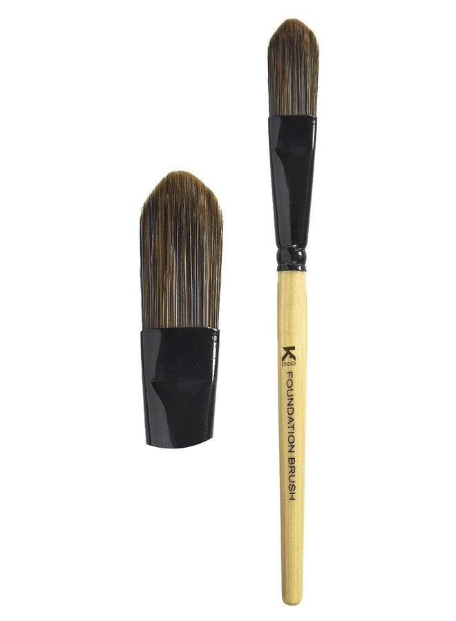 KINDED Flat Foundation Face and Neck Makeup Brush Professional Series for Makeup Beauty with Smooth Soft Synthetic Hair Bristles Anti Rust Aluminium Ferrule Natural Wooden Handle Grip - Image 1
