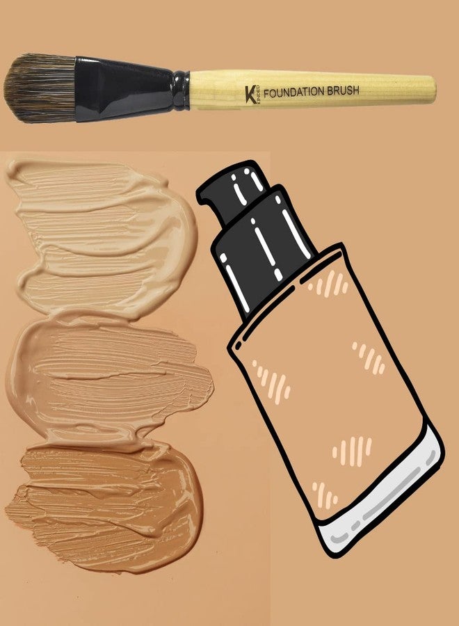 KINDED Flat Foundation Face and Neck Makeup Brush Professional Series for Makeup Beauty with Smooth Soft Synthetic Hair Bristles Anti Rust Aluminium Ferrule Natural Wooden Handle Grip - Image 5