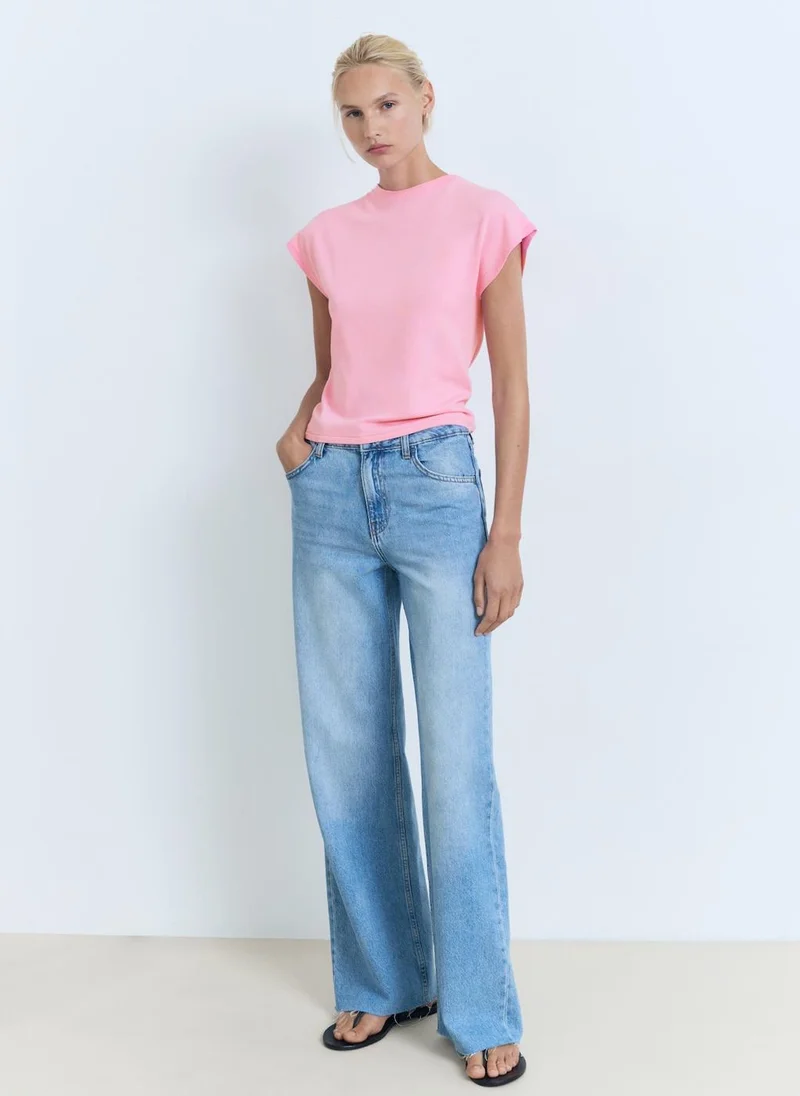 MANGO Short-sleeved fine-knit sweater