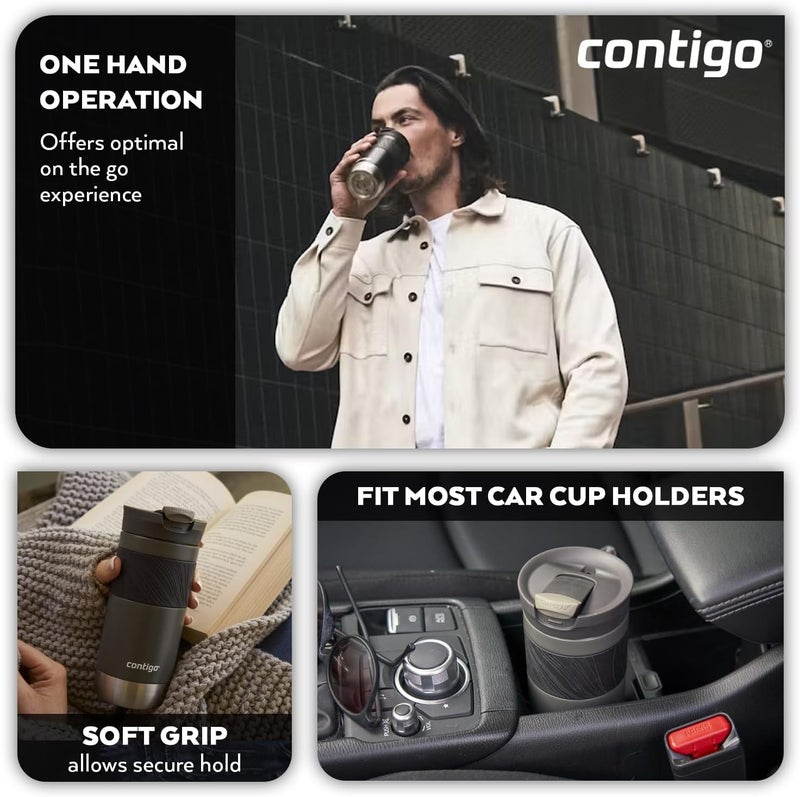 Contigo Snapseal Byron Thermal Mug 470 ml, Stainless Steel Insulated Mug, Vacuum Mug for Cold or Hot Drinks, BPA Free, Leakproof Tumbler - Sake - Image 4