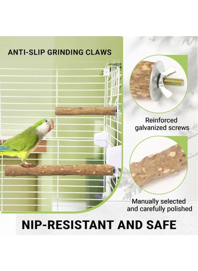FengSVMA Wood Birds Perch Swing, 1 Pcs Natural Wood Parrot Perch Swing with 2 Pcs Perch Stands, Bird Chewing Toy, Parrot Rope Hanging Toy, Training Stand Holder for Lovebird, Cockatiel, Budgie - Image 4