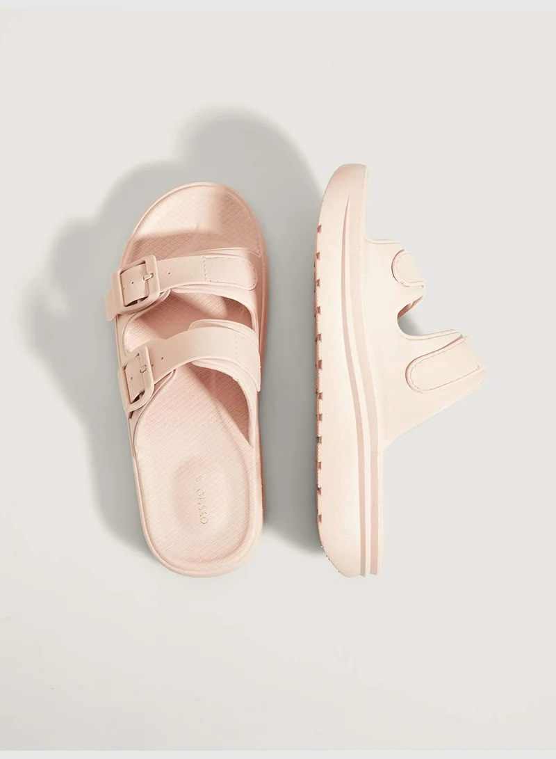 oysho Nude buckle sandals