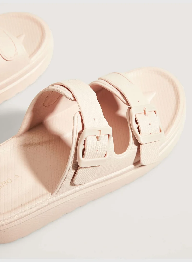 oysho Nude buckle sandals