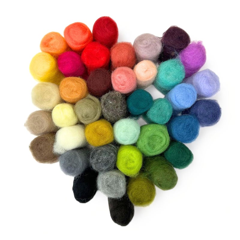 Woolbuddy Wool Roving Kit - 40 Vibrant Corriedale Wool Colors for Wet & Dry Felting â€“ Soft, Carded Core Wool for Beginners & Artists â€“ Premium Felting Supplies - Image 2