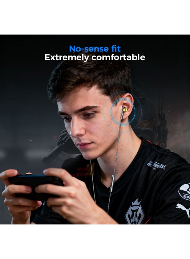 بليكستون سماعات جيمينج بليكسون G18 بتقنية Type-C، سماعات داخل الأذن مع ميكروفون، 4 تأثيرات جيمينج دلتا فورس، كابل متين وخالي من التشابك، لون رمادي - Image 3