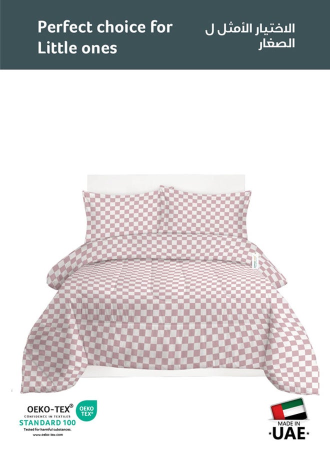 Cotton Home Premium Cotton 4PC Adult Comforter  Set Includes 1PC Comforter 160x220cm ,1 Fitted Sheet  120x200cm, and 2 Pillowsham 50x75+5cm , Blush Bloks - Image 2