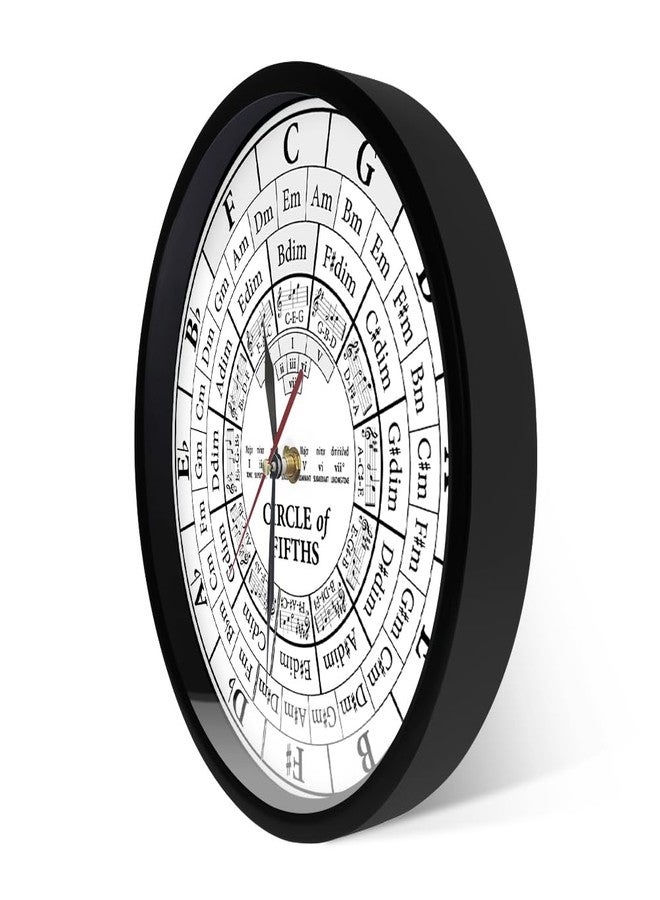 Timethink Circle of Fifths Metal Frame Wall Clock, Quiet Sweep Quartz Modern Hanging Wall Watch Musician Harmony Theory Music Study Wall Clock for Musician Composer Teaching Aid Living Room School - Image 3