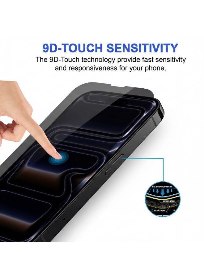 برايميت [3 PACK] iPhone 17 Pro Max Privacy Screen Protector 6.9 Inch Display Ultra Thin 9H Hardness Tempered Glass Easy to Install HD Privacy Screen - Image 3