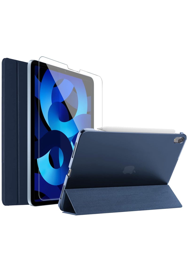 Procases Ipad Air 5 Air 4 Case 10.9 Inch With Screen Protector Slim Stand Hard Shell Protective Smart Cover For 10.9 Inch Ipad Air 4Th 2020 Air 5Th 2022 With Tempered Glass Navy - Image 1