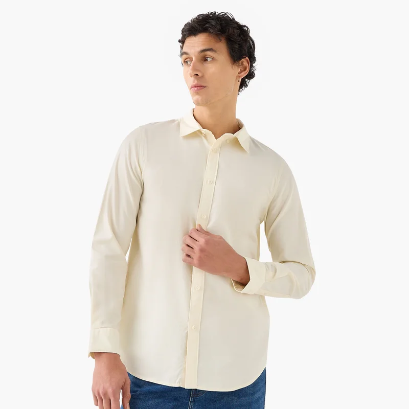 Splash FAV Men's Button Down Collar Textured Long Sleeves Shirt