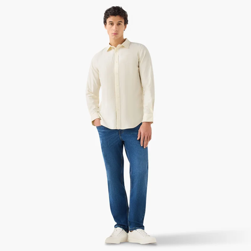 Splash FAV Men's Button Down Collar Textured Long Sleeves Shirt