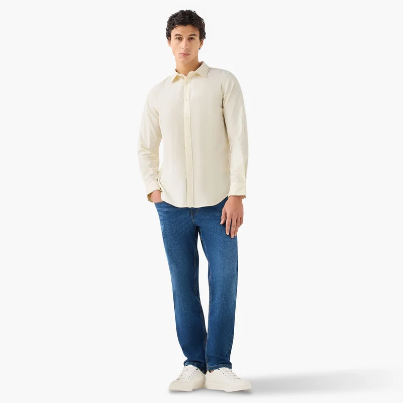 Splash FAV Men's Button Down Collar Textured Long Sleeves Shirt