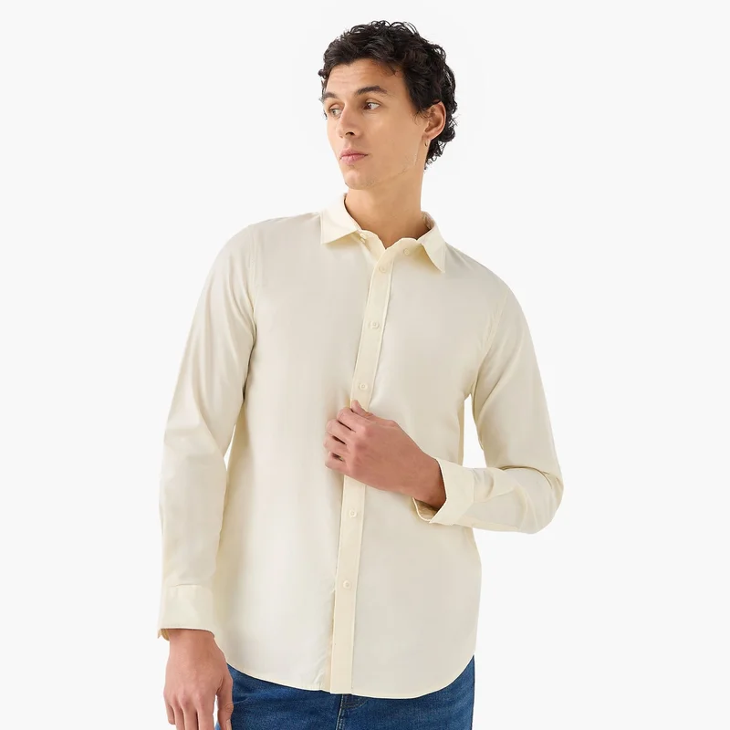 Splash FAV Men's Button Down Collar Textured Long Sleeves Shirt