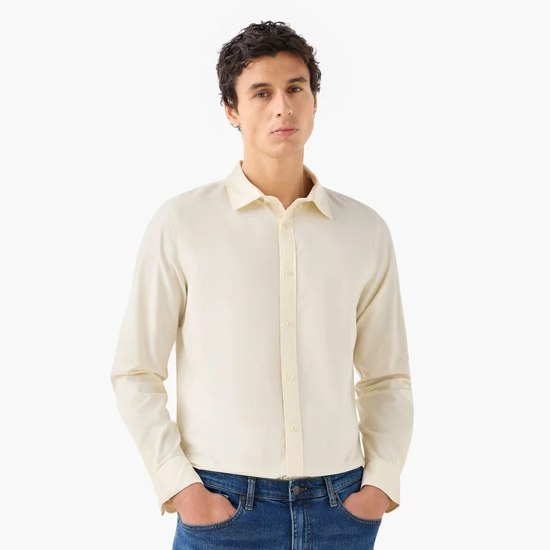 سبلاش فيڤ Men's Button Down Collar Textured Long Sleeves Shirt