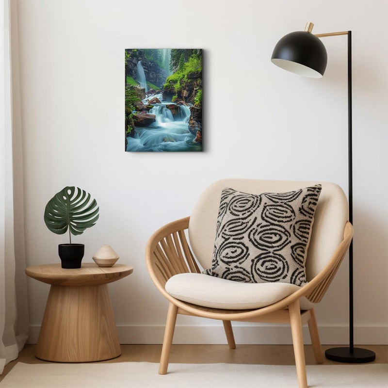 AREBOLO Waterfall Canvas Wall Art Nature Forest Pictures Zen Wall Decor Bathroom Decor Virginia Falls Landscape Poster Prints Tropical Mountain Scenery Painting Artwork Spa Living Room Home Decorations 12x16â€ - Image 4