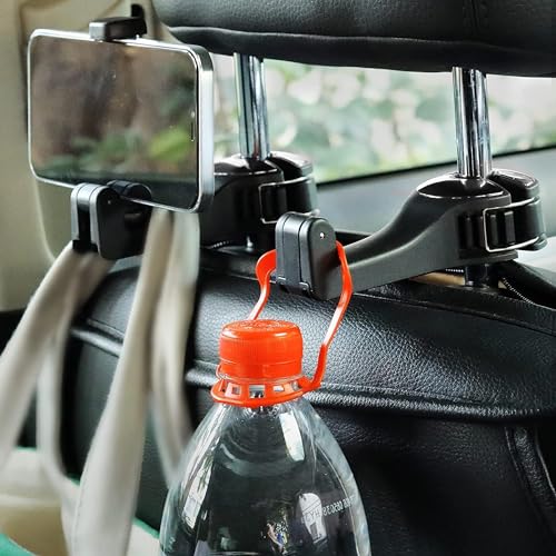 KBS Car Hooks Back seat Hanger Headrest Upgraded 2 in 1 Car Seat Hooks with Phone Holder for Purse, Backpacks,Toys,and Even Bottle Storage Organizer Car Hanging Accessories (CAR-Hook-Heavy-2) - Image 4