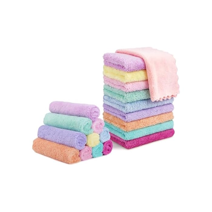 UNIAMDE Makeup Remover Cloth, 20 Pack Super Soft & Highly Absorbent Face Towels for Cleansing, 7" x 9" Facial Cloths - Multicolor