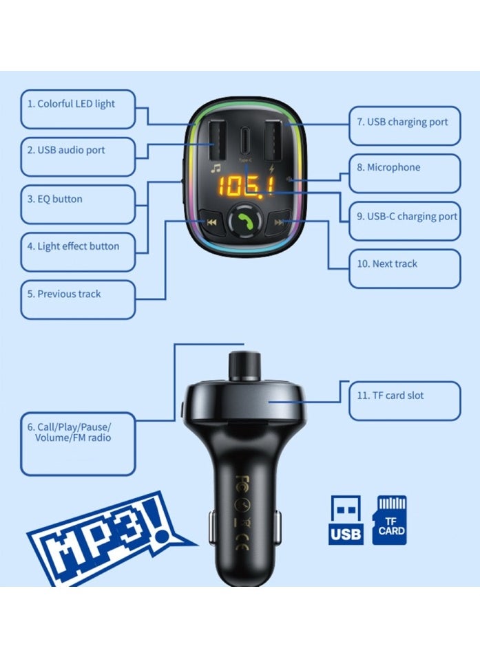 WEKOME - Fast Car Charger with MP3 Bluetooth Player Black - Image 1
