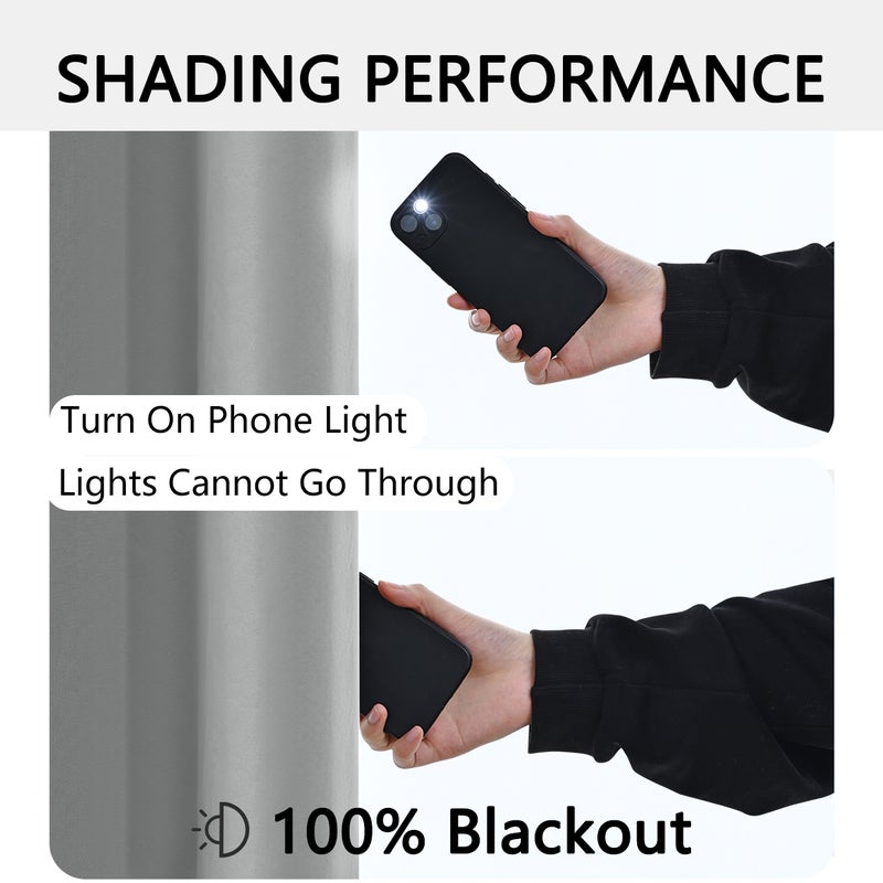 إيزي سو 2 لوحات ستائر معتمة 100٪ 2 قطعة أغطية نوافذ لغرفة النوم ستائر معتمة معزولة حرارياً ستائر معتمة تمنع الضوء ستائر معتمة للنافذة ستائر غرفة النوم رمادية - Image 5