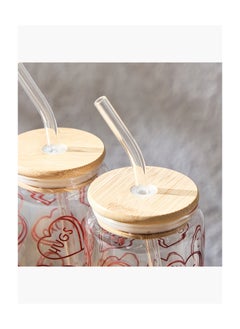 Home Box Zen Borosilicate 4-Piece Valentine Mason Jar with Straw Set -  - Image 3
