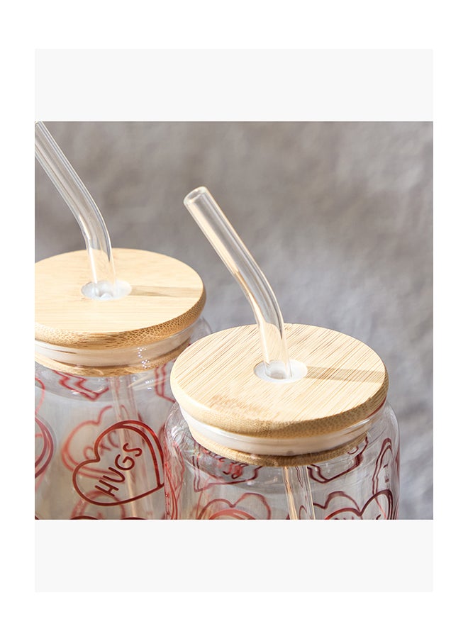 Home Box Zen Borosilicate 4-Piece Valentine Mason Jar with Straw Set -  - Image 3
