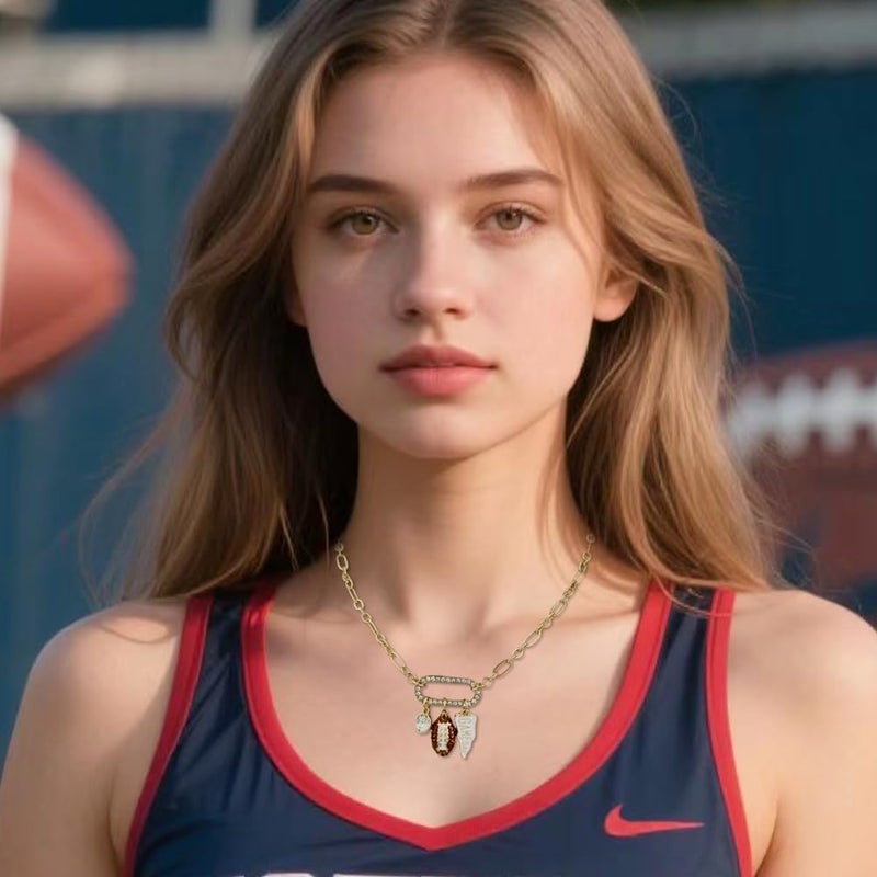 Madison Tyler Football Pendant Necklace for Women | Sport Gold Plated Adjustable Chain Necklace | Game Day Football Flag Charm Necklace Jewelry for Fans - Image 4