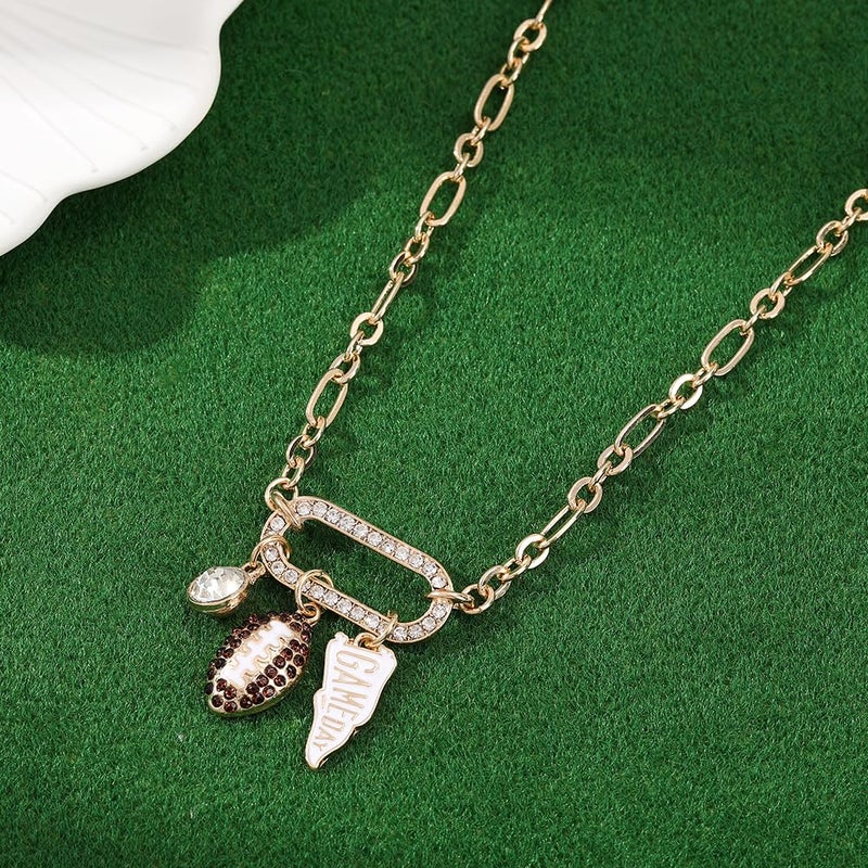 Madison Tyler Football Pendant Necklace for Women | Sport Gold Plated Adjustable Chain Necklace | Game Day Football Flag Charm Necklace Jewelry for Fans - Image 5