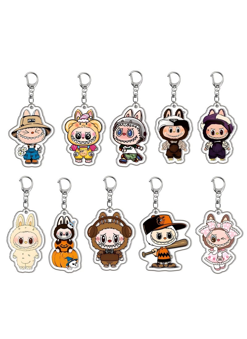 LABUBU 10-Pack of Labubu Keychains Birthday Gift Light WeightKey Tags Portable Key Rings For Bag Backpack Boys Girls Kids  - Image 1