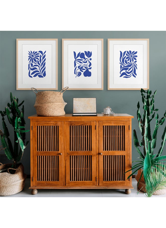 Art Decor - Art Decor Framed Fine Art Set of 3 Abstract Modern Print Wall Art Vibrant Abstract Portrait with Matt Board Wall Décor for Studio Gifting Living Room Bedroom Office Home - Image 1