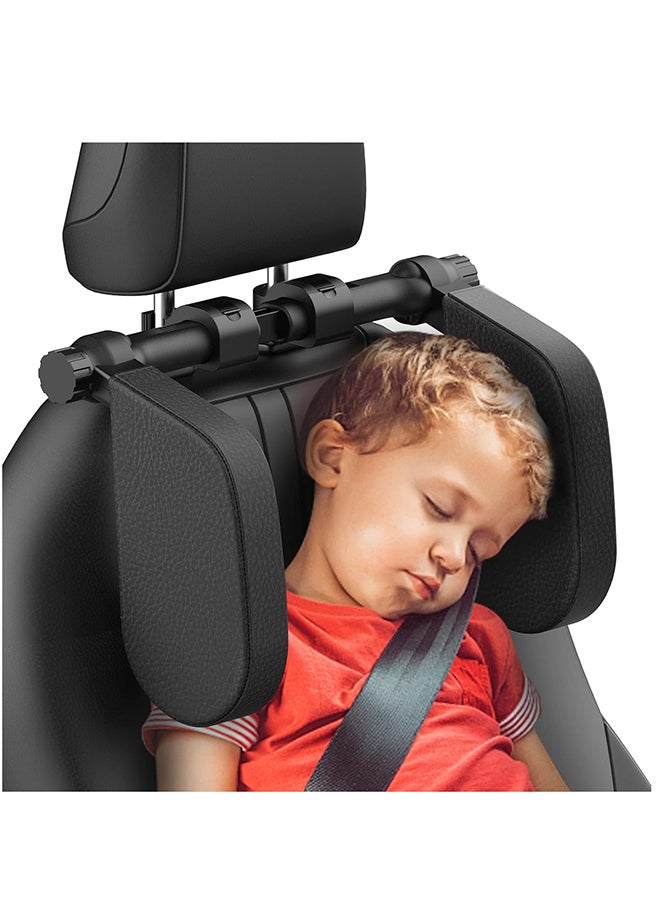 Hihonor U Shaped Adjustable Car Seat Head Neck Support With Poles, Black - Image 1