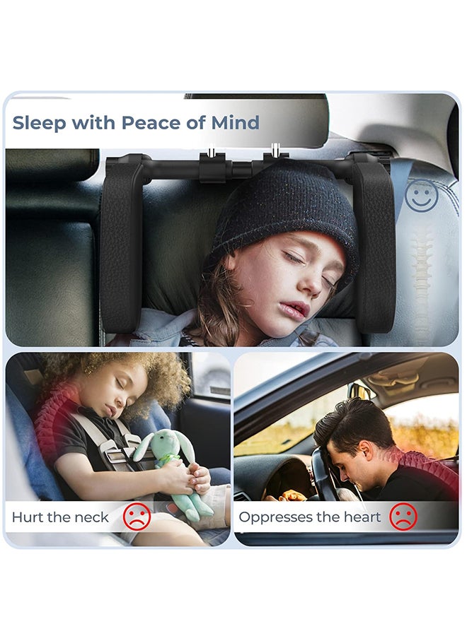 Hihonor U Shaped Adjustable Car Seat Head Neck Support With Poles, Black - Image 3
