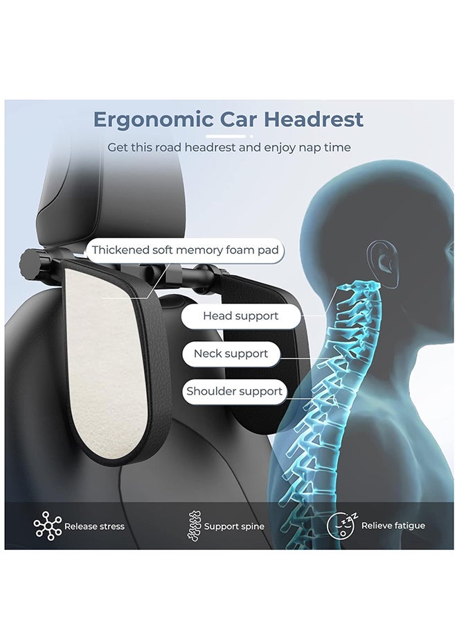 Hihonor U Shaped Adjustable Car Seat Head Neck Support With Poles, Black - Image 5