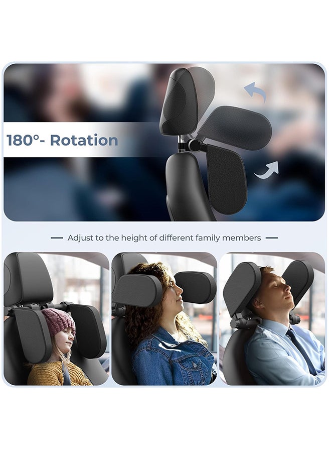 Hihonor U Shaped Adjustable Car Seat Head Neck Support With Poles, Black - Image 4