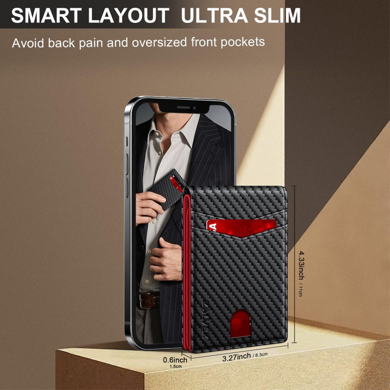 ZALVEX Wallet for Men Slim RFID Blocking Leather Credit Card Holder Wallet for 14 Cards, Bifold Minimalist Thin Wallet with 2 ID Windows & Cash Slot, Front Pockt Carteras Para Hombres, Birthday Gifts for Men - Image 4